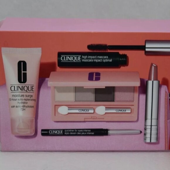Clinique LIMITED EDITION All About Shadow Quad 5 Pcs set + Make up Bag - Picture 1 of 3